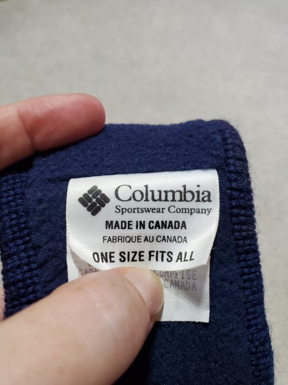 COLUMBIA Vintage Wool Knit Ear Warmer Headband Navy Purple Fleece Lined Nordic - Picture 9 of 11